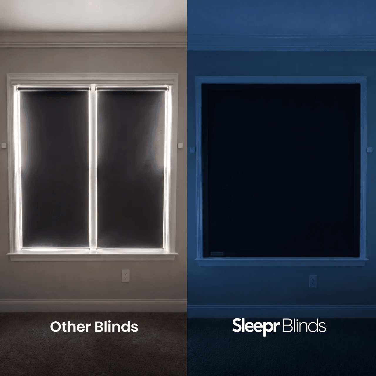 OneRest fitted blackout blind sealing the light gaps around a window
