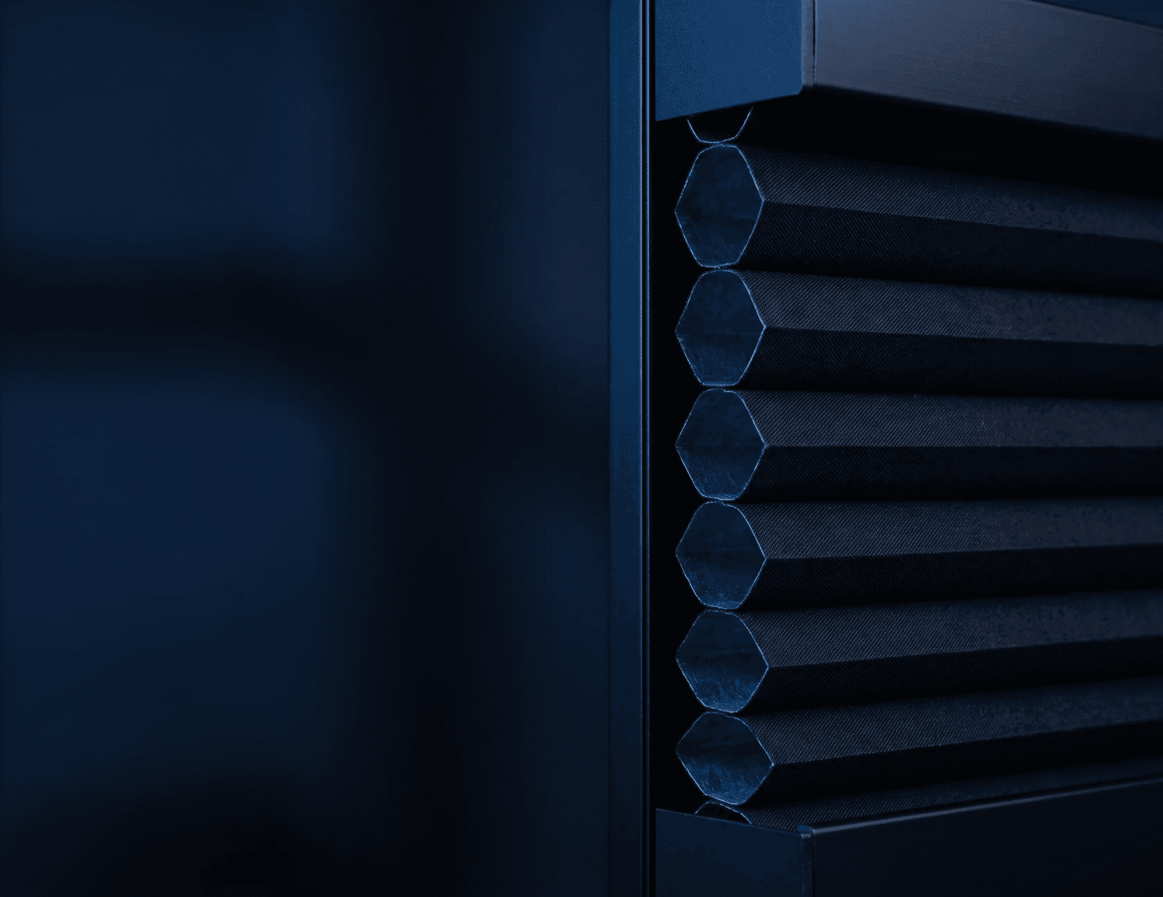 Close-up of the black honeycomb cells inside OneRest Blind